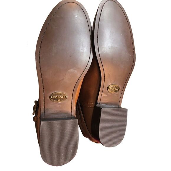 Fossil Zena back zipper caramel riding boots NWOB - Picture 10 of 13